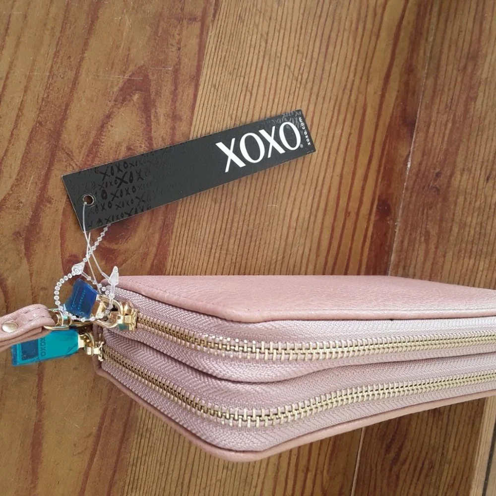Blush double zipper wristlet  wallet